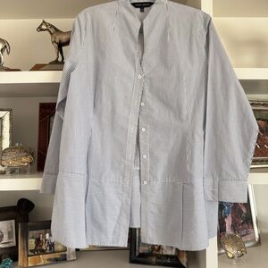 MING WANG Shirt Blue Stripe
